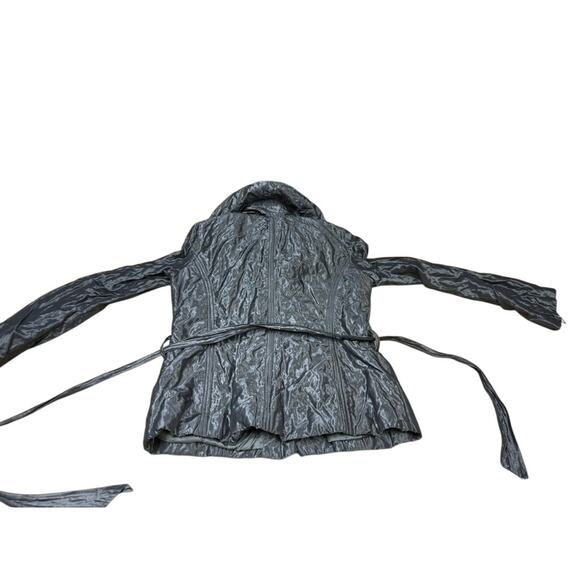 "CACHE" Silver Metallic Dress Coat VTG SZ M Belted 80's Girl's Night Out Club - Picture 14 of 16